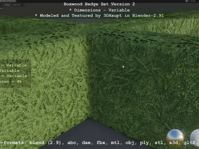 Low-Poly Boxwood Hedge Version 2 Low-poly 3D model