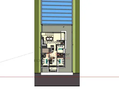 House 9x13m code 419 - Sketchup 3D model