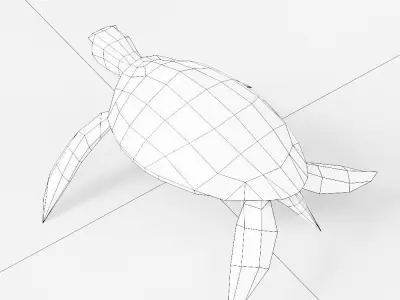 Turtle 3d model origami Low-poly 3D model