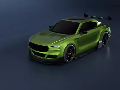 High Performance Green Sports Car 3D Model  Blender Shaded 3D model