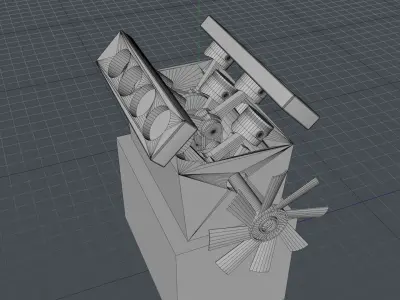 V8 Engine Animated - Octane Render 3D model