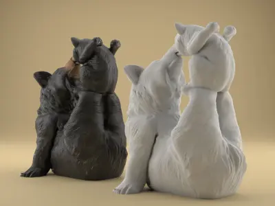 Bear Mom with Baby STL  Cute Mothers Day Decoration 3D print model