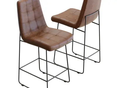 Crate and Barrel Naomi Leather Bar Stool 3D model