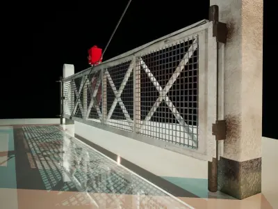 Rail Gate  train station crossing gate Low-poly 3D model