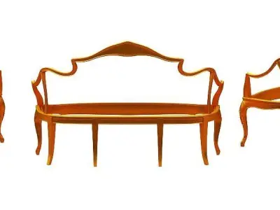 Classical sofa frame set Low-poly 3D model