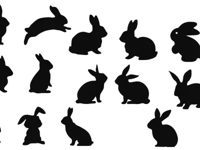 Bunny Rabbit Silhouette Symbol Low-poly 3D model