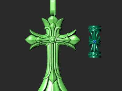 MEN S BRUTAL CROSS and BEAD INSERT WITH A DIAMETER OF 5mm 3D print model