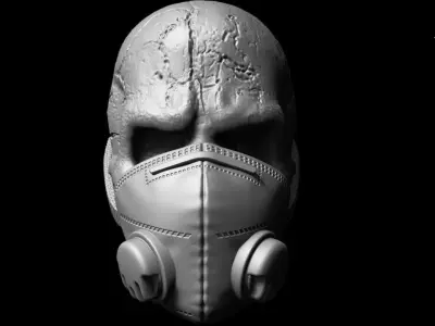 Skull Bas relief with mask vol2 wall home decor art 3D print model