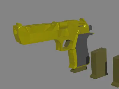 Golden Desert Eagle - LOW POLY - Game Engine Ready Low-poly 3D model