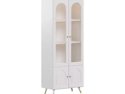 Cabinet Included White Closed Back Wooden Standard Bookcase 2 3D model