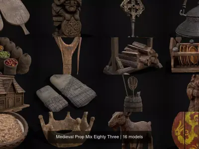 Medieval Prop Mix Eighty Three 3D Model Collection
