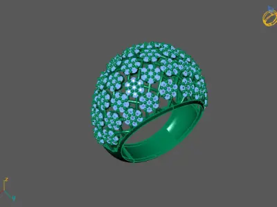 STL 3DM Print Ready Women Diamond Ring Lightweight Printable  3D print model 126