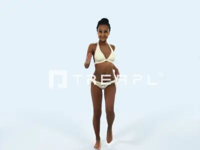 May 05D Running Jogging Beach Sport African American Woman Low-poly 3D model