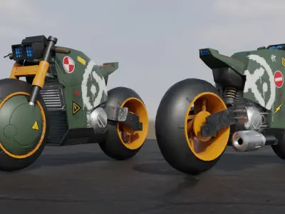 Retrofuturistic Bike Low-Poly 3d Model Low-poly 3D model