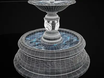Round Ornamented Water Fountain Low-poly 3D model
