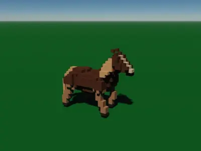 Voxel Horse Low-poly 3D model