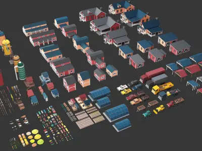 Low Poly Farm - 160 Models Mega Pack Free low-poly 3D model