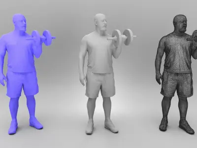 Man with dumbbell 368 Low-poly 3D model