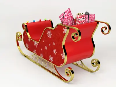 Santa Claus Sled - Christmas Sled - Chritmas Gift - 3D model