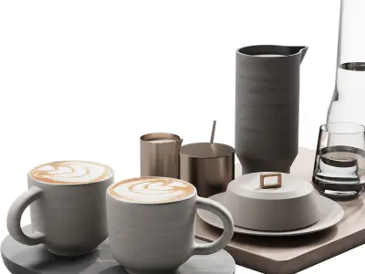 129 eat and drinks decor set 03 coffee and water kit 03 3D model