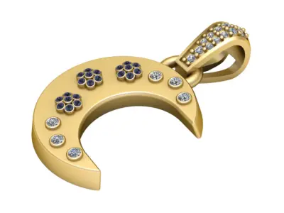 crescent moon pendant 3D print model