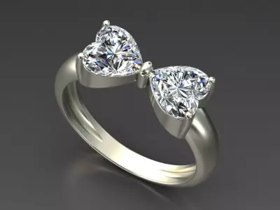 Butterfly Bow tie Heart Diamond Ring size 5-8 US 3D print model