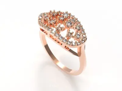 0103 - Delicate Cocktail Ladies Ring 3D print model