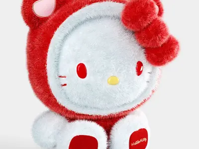 Hello Kitty soft toy 3D model