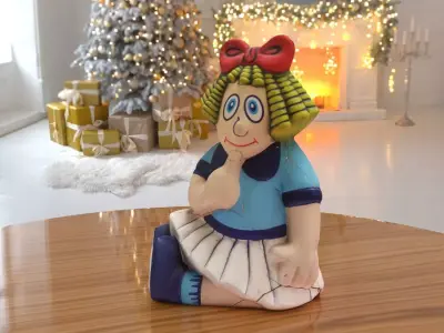 Broken Blue doll Statue low-poly PBR Ornament figurine VR-AR Low-poly 3D model