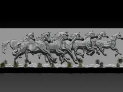 running horse relief panel 3D print model