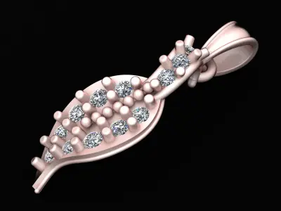 GOLDEN DIAMOND LEAF PENDENT 3D PRINTABLE MODEL  3D print model