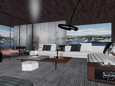 Italian-Style Minimalist Living Room 3D model