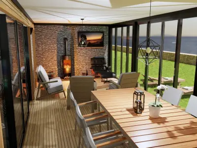 mobile home vacation house w winter garden K38 Low-poly 3D model