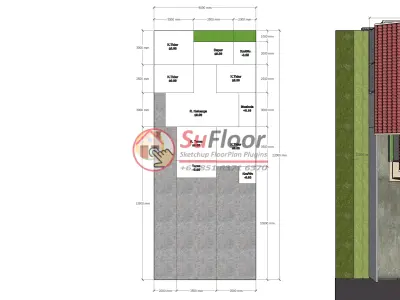 House 9x22m code 521 - Sketchup 3D model 3D model 3D model