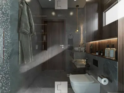 Dark Bathroom  interior scene  3D model