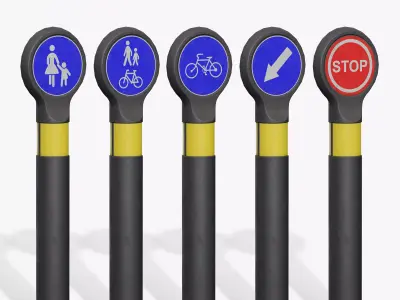 Traffic Bollard E Low-poly 3D model