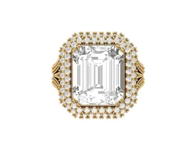 Emerald Art Deco Ring 3D print model