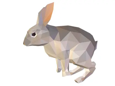 Animated Gray Banny Lowpoly Art Style Low-poly 3D model