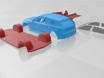 Audi RS3 Sportback 2025 - Separate Parts STL Model 3D print model