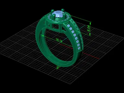 STL 3DM Print Ready Women Diamond Ring Lightweight Printable  3D print model 163