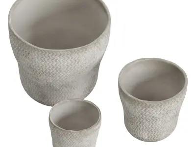 Tan White Ceramic Vase 3D model
