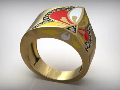 Colored Enamel Fashion Luxury Ring Free 3D print model