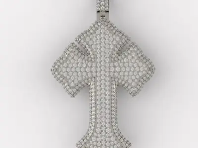 Cross diamond pendant big 3D print model