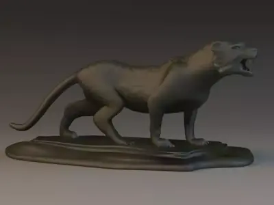 tiger bronze stone city sculpture Bronze Tiger Sculpture 3D model
