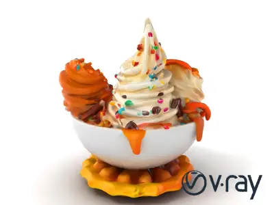 Soft Serve Ice Cream with Toppings Model Pack Low-poly 3D model