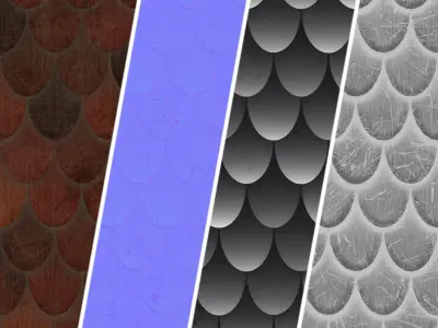 Roof Tile Materials 87- Wooden Roofing By Sbsar Seamless Pbr Texture