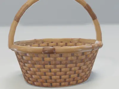 Wooden Wicker Basket 3D Model Low-poly 3D model