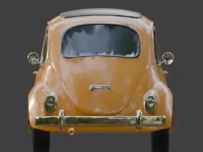 Orange Cartoon Beetle Car 3D Model Low-poly 3D model