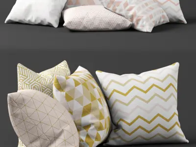 Pillow set 26 Golden pattern 3D model