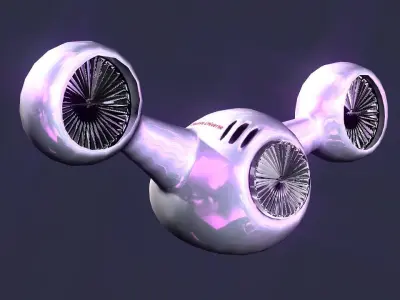 Fan Engine Wings Spaceship Low-poly 3D model